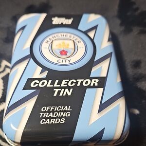 Topps Manchester City Collector Tin - Light Blue and Black